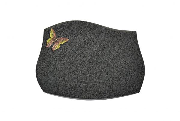 Liegestein Verdi, Padang Dark Granit, 40cm x 30cm x 8cm, inkl. farbigem Schmetterling