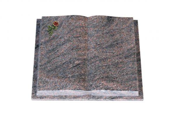Grabbuch, Himalaya Granit, 60cm x 45cm x 10cm, inkl. kleiner roten Rose