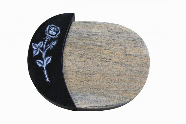 Liegestein, India Black und Raw Silk Granit 50cm x 40cm x 10/12cm