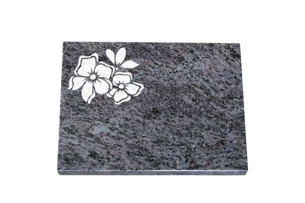 Liegeplatte, Orion Granit rechteckig 40cm x 30cm x 3cm, inkl. Blüten
