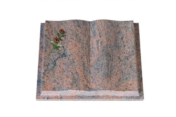 Grabbuch, Multicolor Granit, 45cm x 35cm x 8cm, inkl. farbiger Doppelrose