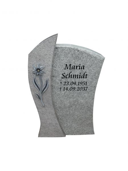 Einzelgrabstein aus Orion und Viscount White Granit, 105 cm x 63cm x 14cm