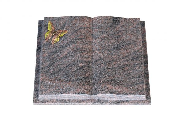 Grabbuch, Himalaya Granit, 40cm x 30cm x 8cm, inkl. Bronze Schmetterling