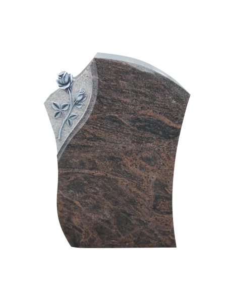 Einzelgrabstein Indora Granit, inkl. Rose, 95 cm x 59cm x 14cm