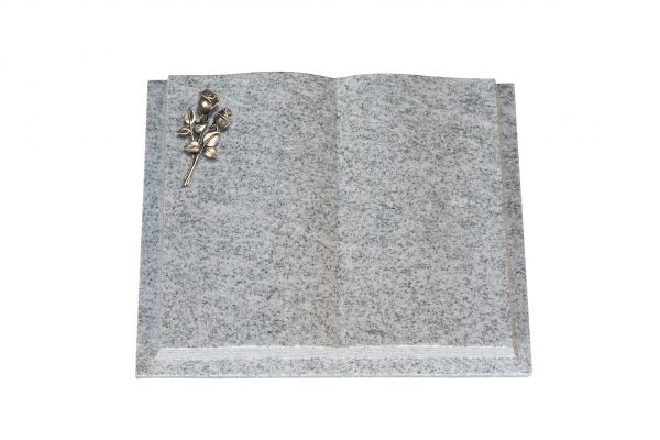 Grabbuch, Viscount White Granit, 50cm x 40cm x 10cm, inkl. kleiner Bronzerose