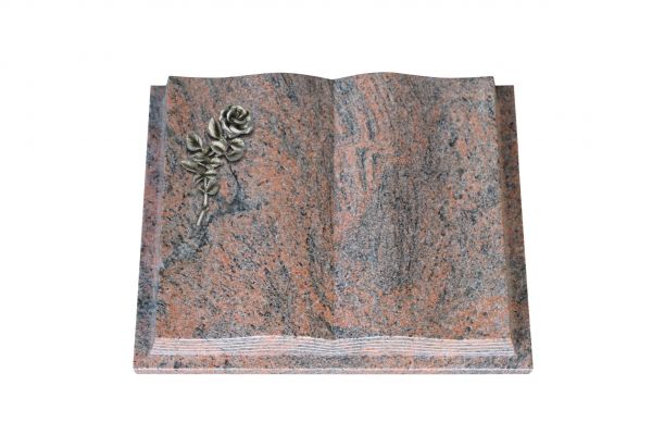 Grabbuch, Multicolor Granit, 40cm x 30cm x 8cm, inkl. Alurose mit Blüte