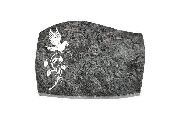 Liegeplatte, Orion Granit mit Fasen 40cm x 30cm x 3cm, inkl. Vogel auf Ast