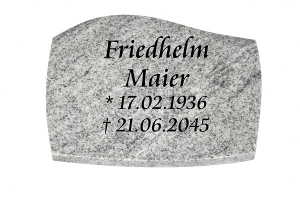 Liegeplatte, Viscount White Granit 40cm x 30cm x 3cm, gebogene Seiten und Fasen
