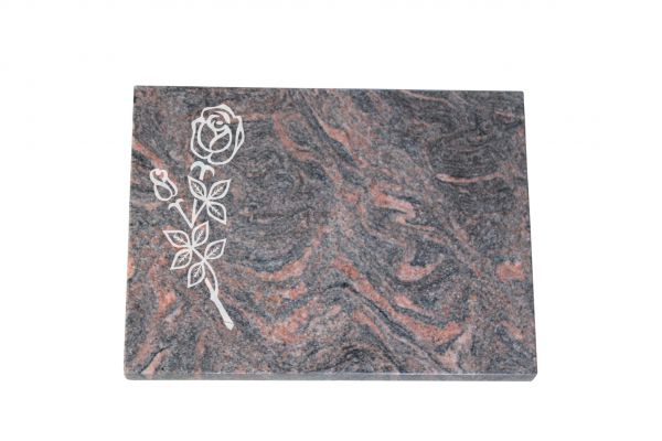 Liegeplatte, Himalaya Granit 40cm x 30cm x 3cm, inkl. Rose
