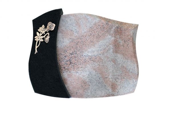 Liegestein, Raw Silk und Indien Black Granit 50cm x 40cm x 10/12cm, inkl. Knickrose