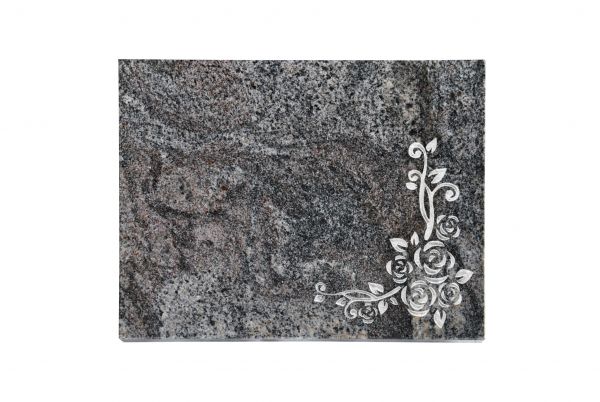 Liegeplatte, Paradiso Granit rechteckig 40cm x 30cm x 3cm, inkl. Eckrose
