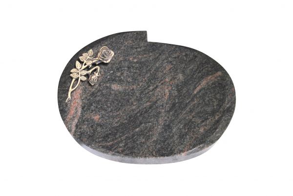 Liegestein Mozart, Himalaya Granit, 40cm x 30cm x 8cm, inkl. Knickrose in Bronze