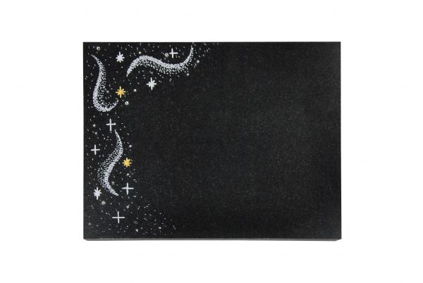 Liegeplatte, Indien Black Granit rechteckig 40cm x 30cm x 3cm, inkl. Sternenhimmel links