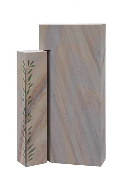 Urnengrabstein, Rainbow Sandstein 80cm x 50cm x 14cm, inkl. Olivenbaum