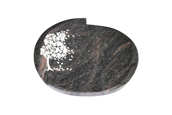 Liegestein Mozart, Himalaya Granit, 40cm x 30cm x 8cm, inkl. Baum