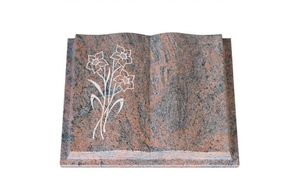 Grabbuch, Multicolor Granit, 40cm x 30cm x 8cm, inkl. Narzissen