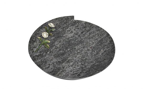 Liegestein Mozart, Orion Granit, 50cm x 40cm x 10cm, inkl. weisser Doppelrose