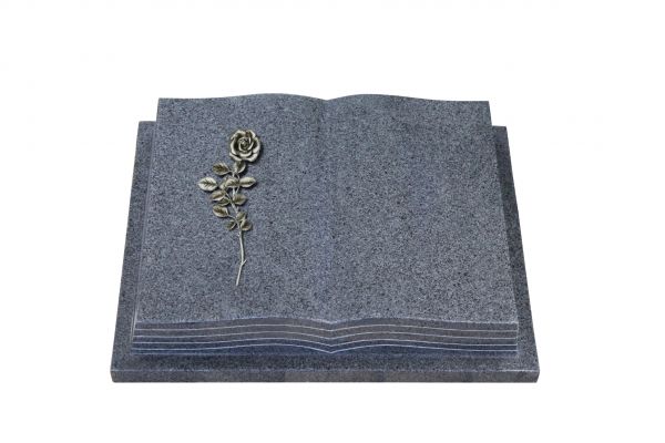 Grabbuch, Padang Dark Granit, 40cm x 30cm x 8cm, inkl. Alurose mit Blättern