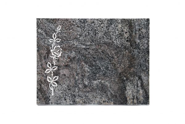 Liegeplatte, Paradiso Granit rechteckig 40cm x 30cm x 3cm, inkl. schmaler Rose