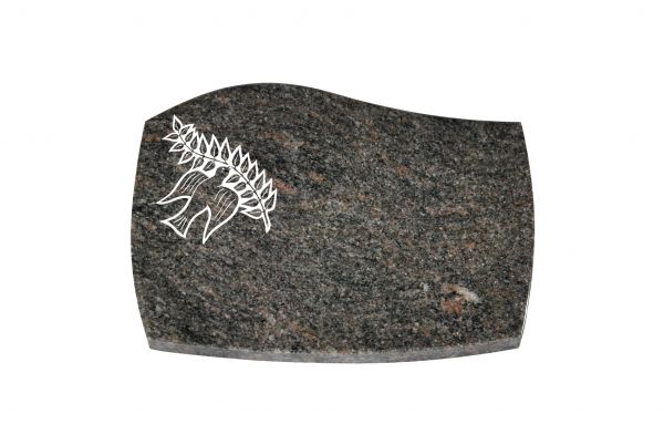 Liegeplatte, Himalaya Granit mit Fasen 40cm x 30cm x 3cm, inkl. Taube