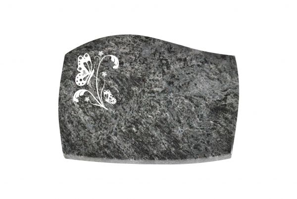 Liegeplatte, Orion Granit mit Fasen 40cm x 30cm x 3cm, inkl. Schmetterling auf Blättern
