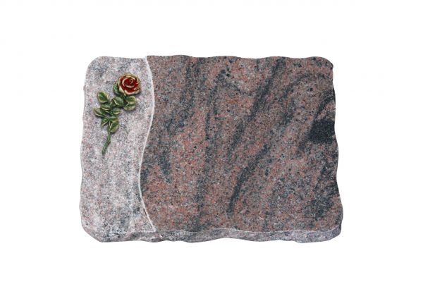 Liegeplatte, Indora Granit 40cm x 30cm x 4cm, inkl. kleiner roten Rose