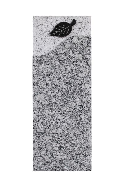 Einzelgrabstein, Wave White Granit 100cm x 35cm x 14cm, inkl. dunklem Blatt