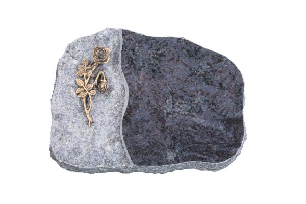 Liegestein Haydn, Orion Granit, 40cm x 30cm x 8cm, inkl. Bronze Knickrose