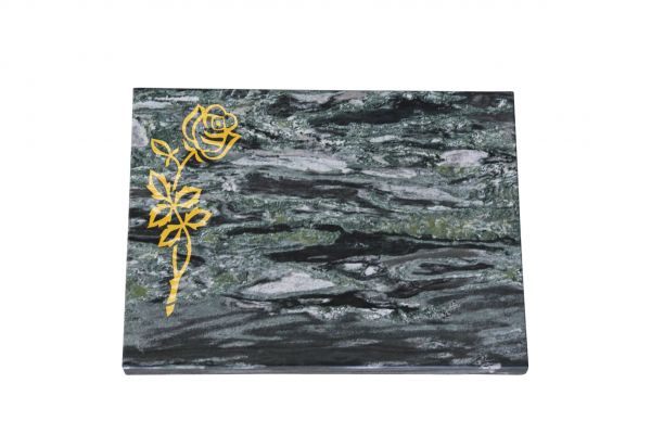 Liegeplatte, Wave Green Granit 40cm x 30cm x 3cm, inkl. Gold Rose