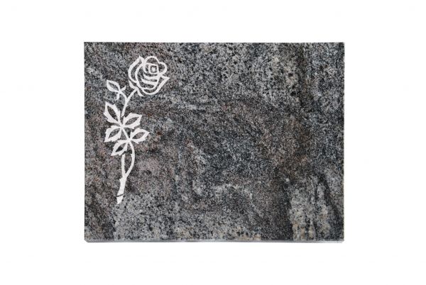Liegeplatte, Paradiso Granit rechteckig 40cm x 30cm x3cm, inkl. Rose