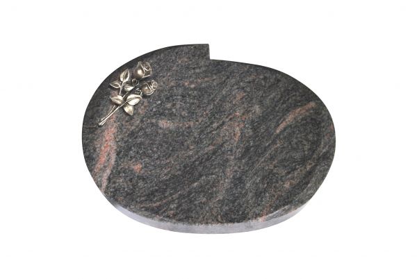 Liegestein Mozart, Himalaya Granit, 40cm x 30cm x 8cm, inkl. kleiner Bronzerose