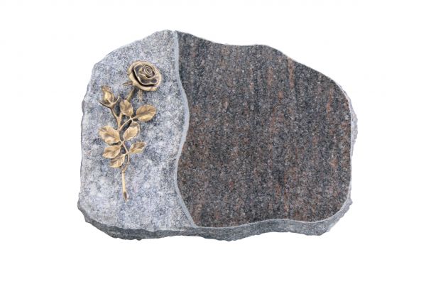 Liegestein Haydn, Himalaya Granit, 40cm x 30cm x 8cm, inkl. Rose aus Bronze