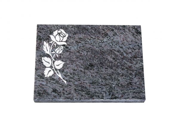 Liegeplatte, Orion Granit rechteckig 40cm x 30cm x 3cm, inkl. Rose vertieft gestrahlt