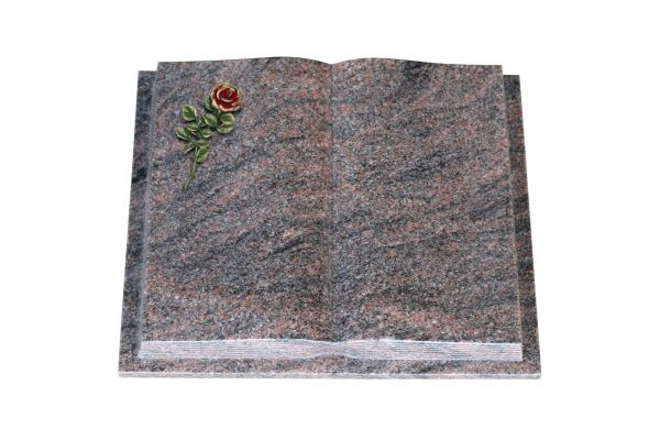 Grabbuch, Himalaya Granit, 40cm x 30cm x 8cm, inkl. kleiner roten Rose