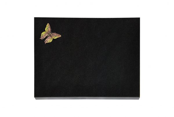 Liegeplatte, Black Granit rechteckig 40cm x 30cm x 3cm, inkl. farbigem Schmetterling