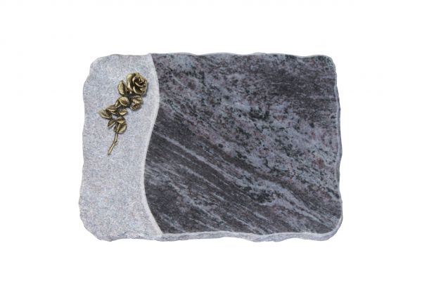 Liegeplatte, Orion Granit 40cm x 30cm x 4cm, inkl. kleiner Bronzerose