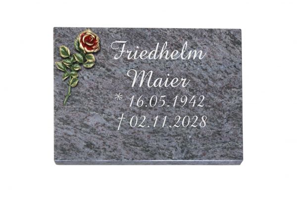 Liegeplatte, Orion Granit rechteckig 40cm x 30cm x 3cm, inkl. Alurose