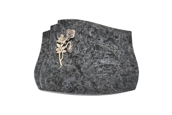 Liegestein Vivaldi, Orion Granit, 40cm x 30cm x 8cm, inkl. Bronze Knickrose