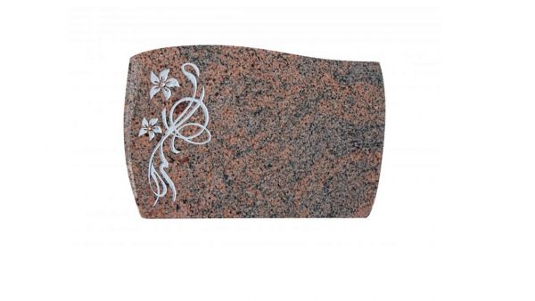 Liegeplatte, Multicolor Granit gebogen mit Fasen 40cm x 30cm x 3cm, inkl. Ornament vertieft