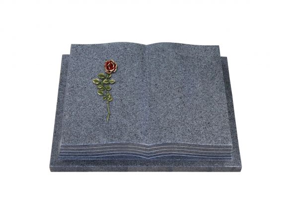 Grabbuch, Padang Dark Granit, 50cm x 40cm x 10cm, inkl. roter Rose