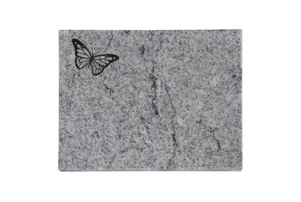 Liegeplatte, Viscount White Granit 40cm x 30cm x 3cm, inkl. vertiefter Schmetterling