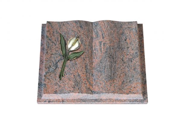 Grabbuch, Multicolor Granit, 45cm x 35cm x 8cm, inkl. Calla aus Bronze