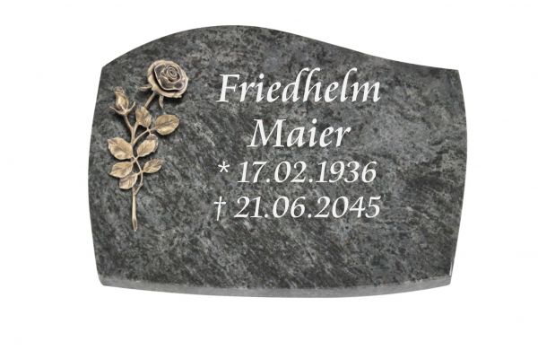 Liegeplatte, Orion Granit mit Fasen 40cm x 30cm x 3cm, inkl. Rose