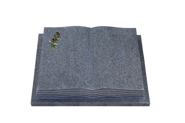 Grabbuch, Padang Dark Granit, 50cm x 40cm x 10cm, inkl. farbiger Doppelrose