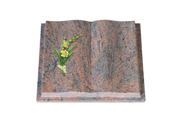 Grabbuch, Multicolor Granit, 50cm x 40cm x 10cm, inkl. Orchidee aus Alu