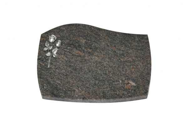 Liegeplatte, Himalaya Granit mit Fasen 40cm x 30cm x 3cm, inkl. kleiner Alurose