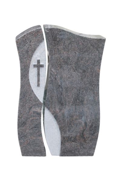 Urnengrabstein, Himalaya Granit mit Kreuz, 80cm x 50cm x 14cm