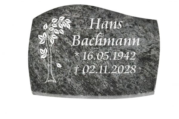 Liegeplatte, Orion Granit mit Fasen 40cm x 30cm x 3cm, inkl. Baum