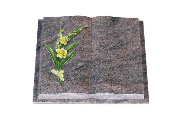 Grabbuch, Himalaya Granit, 40cm x 30cm x 8cm, inkl. Orchidee aus Alu