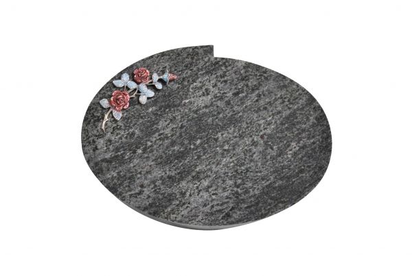Liegestein Mozart, Orion Granit, 50cm x 40cm x 10cm, inkl. farbiger Rose